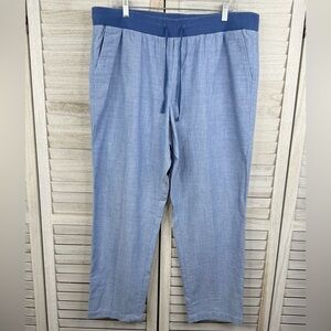 TALBOTS Women's Blue Chambray Lounge Pants Pull On Waist 100% Cotton-16